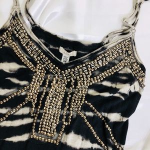 Boho Embellished Navy Blue Tunic Dress